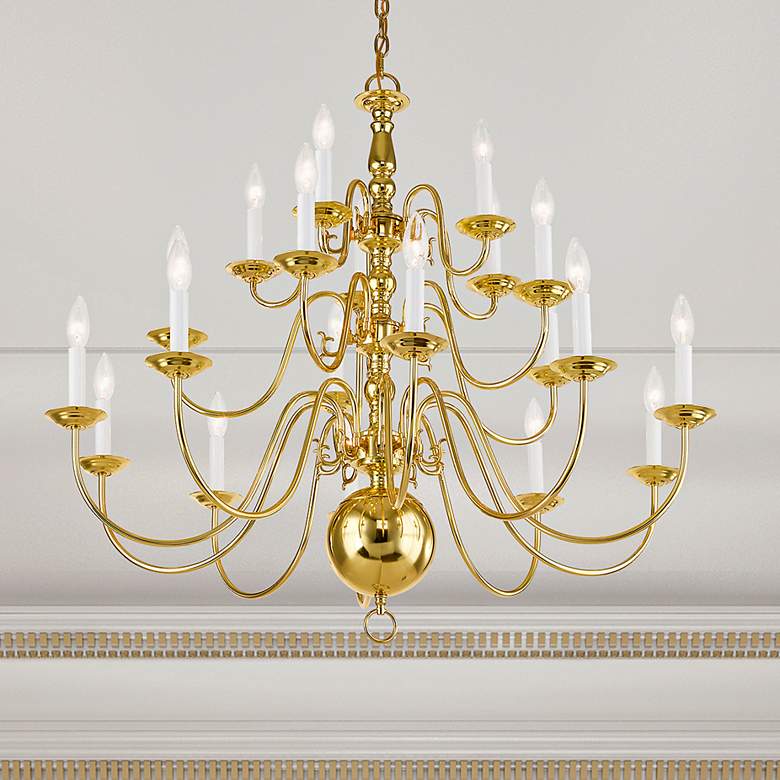 Image 1 Williamsburgh 36" Wide Polished Brass 20-Light Chandelier