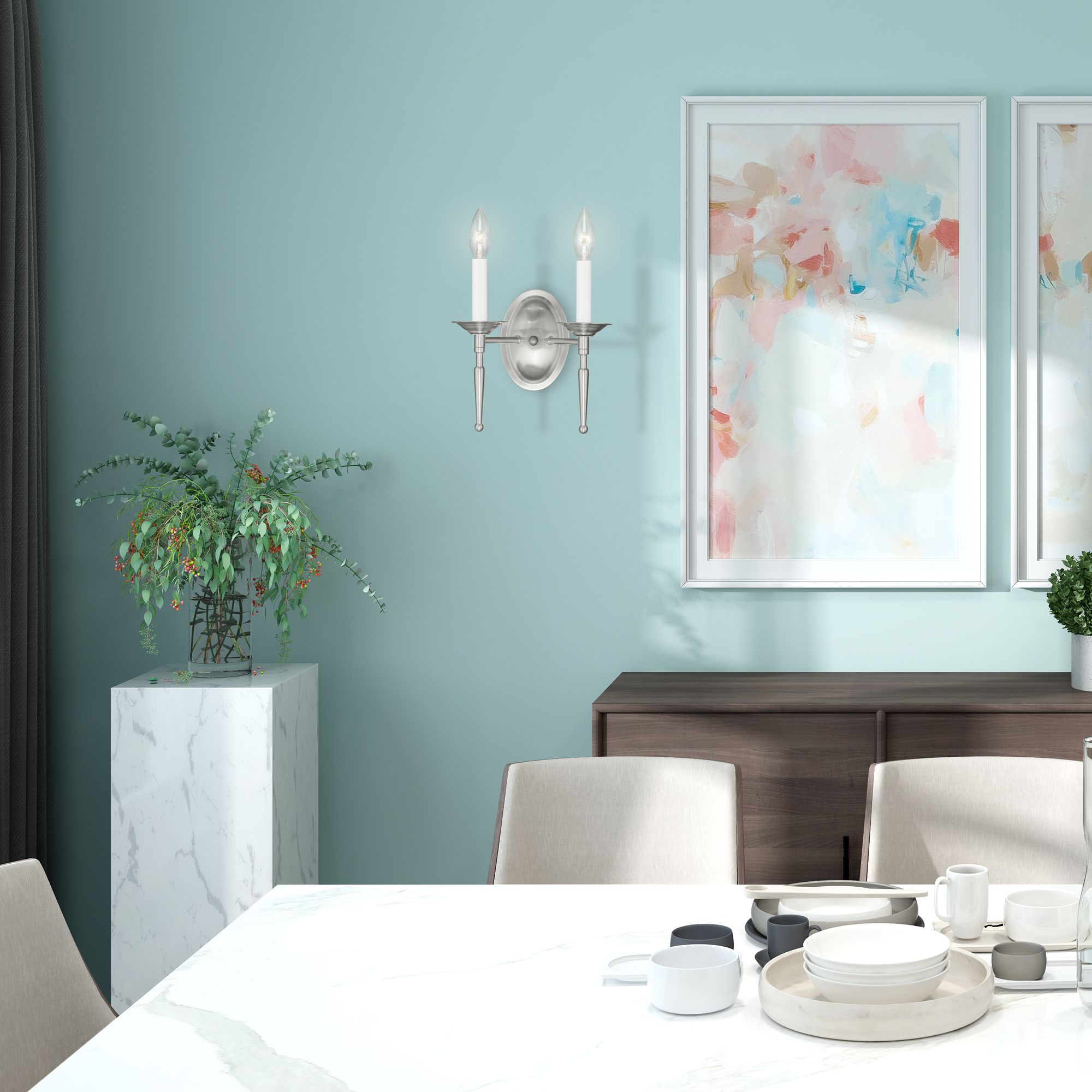 Image 3 Williamsburgh 9 1/4" High Brushed Nickel 2-Light Wall Sconce more views