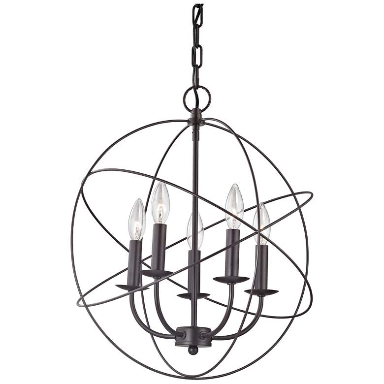 Image 1 Williamsport 18" Wide Oil-Rubbed Bronze 5-Light Chandelier