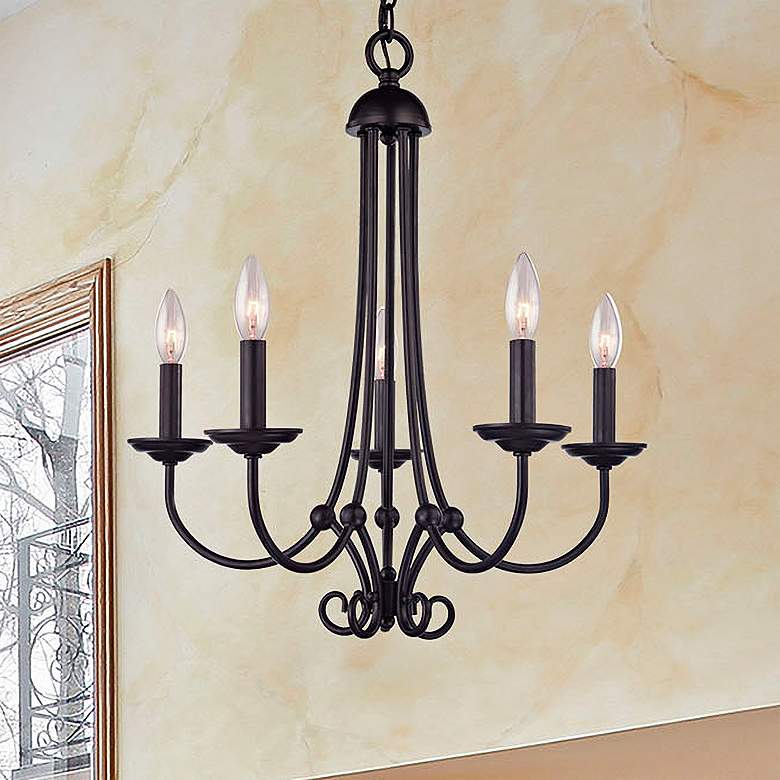 Image 2 Williamsport 20" Wide Oil-Rubbed Bronze 5-Light Chandelier