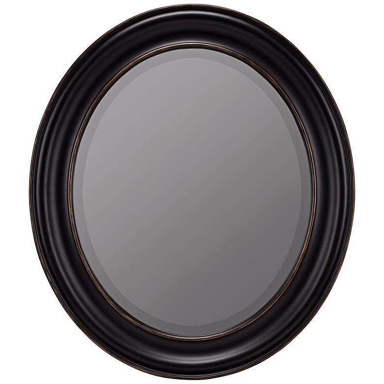Image 1 Willoughby Distressed Black 30 inch High Oval Wall Mirror
