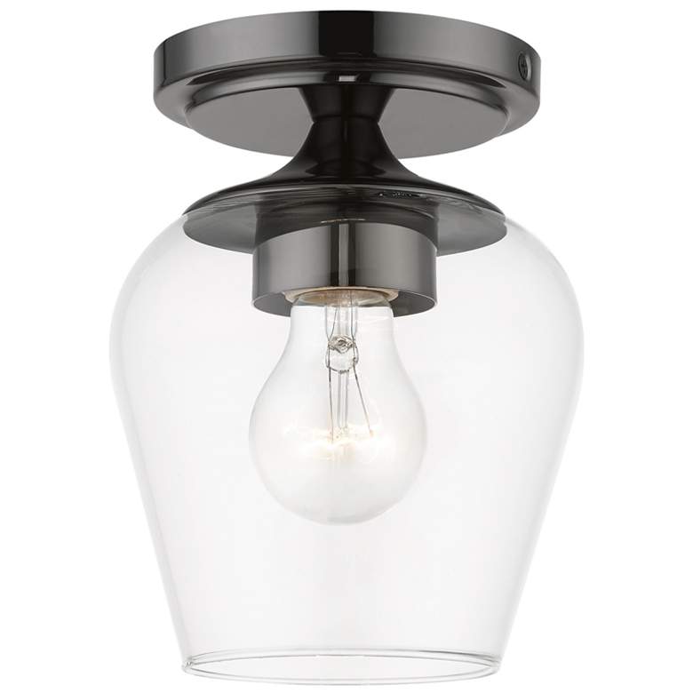 Image 1 Willow 1 Light Black Chrome Flush Mount