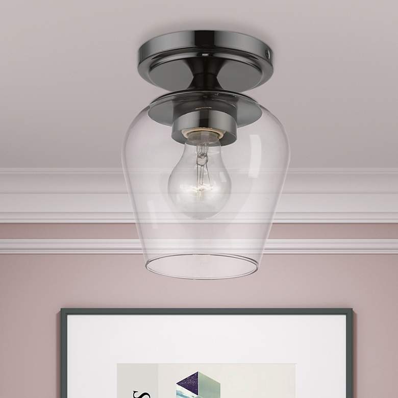 Image 1 Willow 1 Light Black Chrome Flush Mount