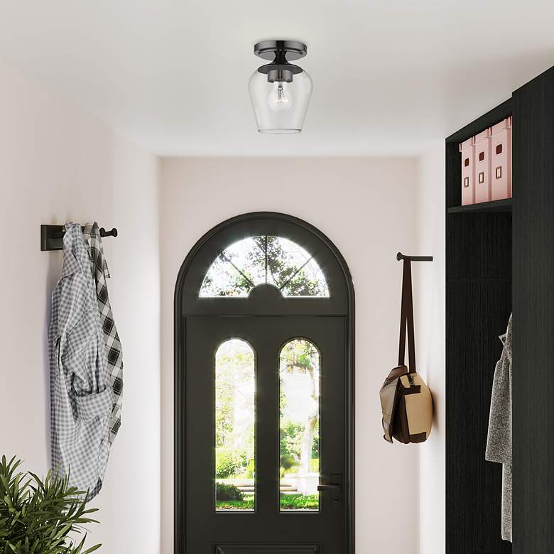 Image 7 Willow 1 Light Black Chrome Flush Mount more views