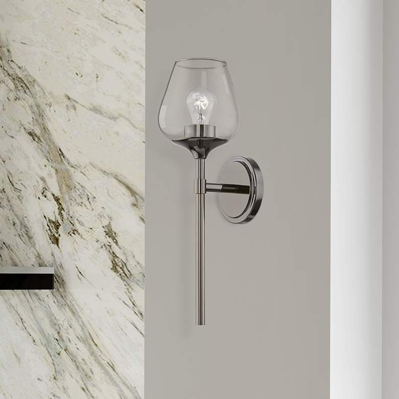 Image 1 Willow 1 Light Black Chrome Vanity Sconce