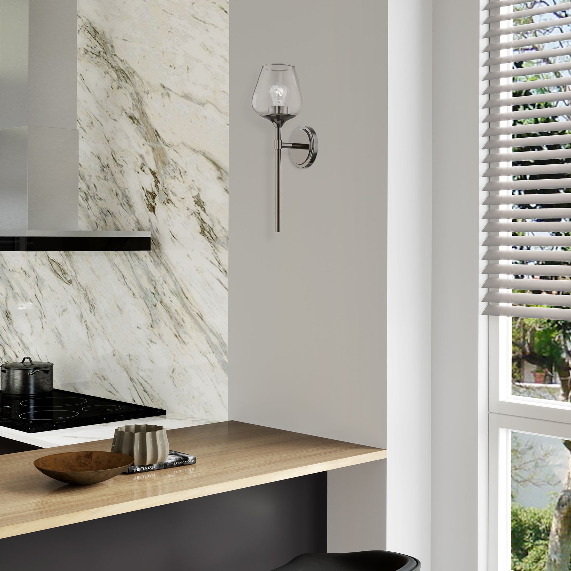 Willow 1 Light Black Chrome Vanity Sconce