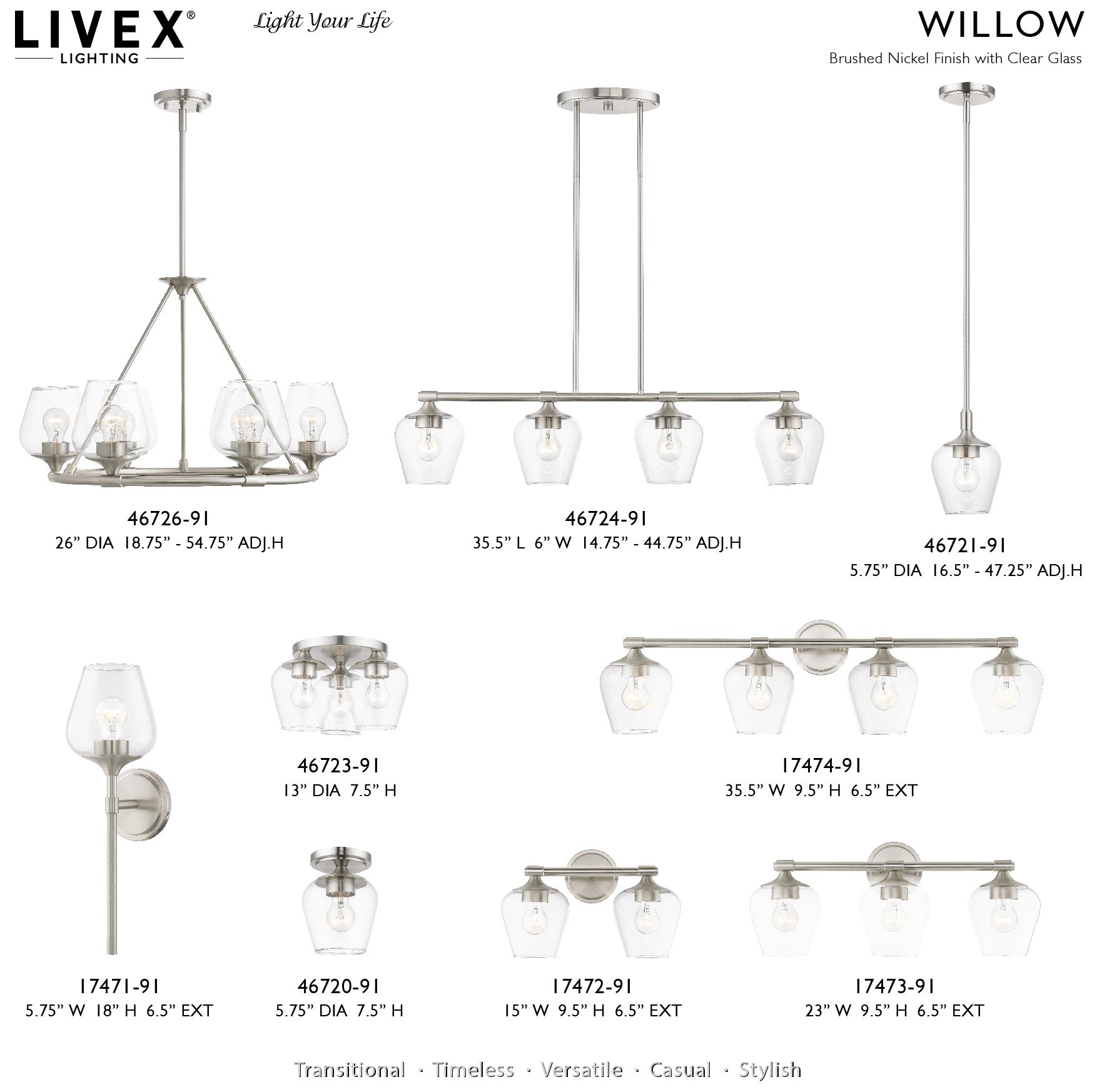 Willow 1 Light Brushed Nickel Flush Mount