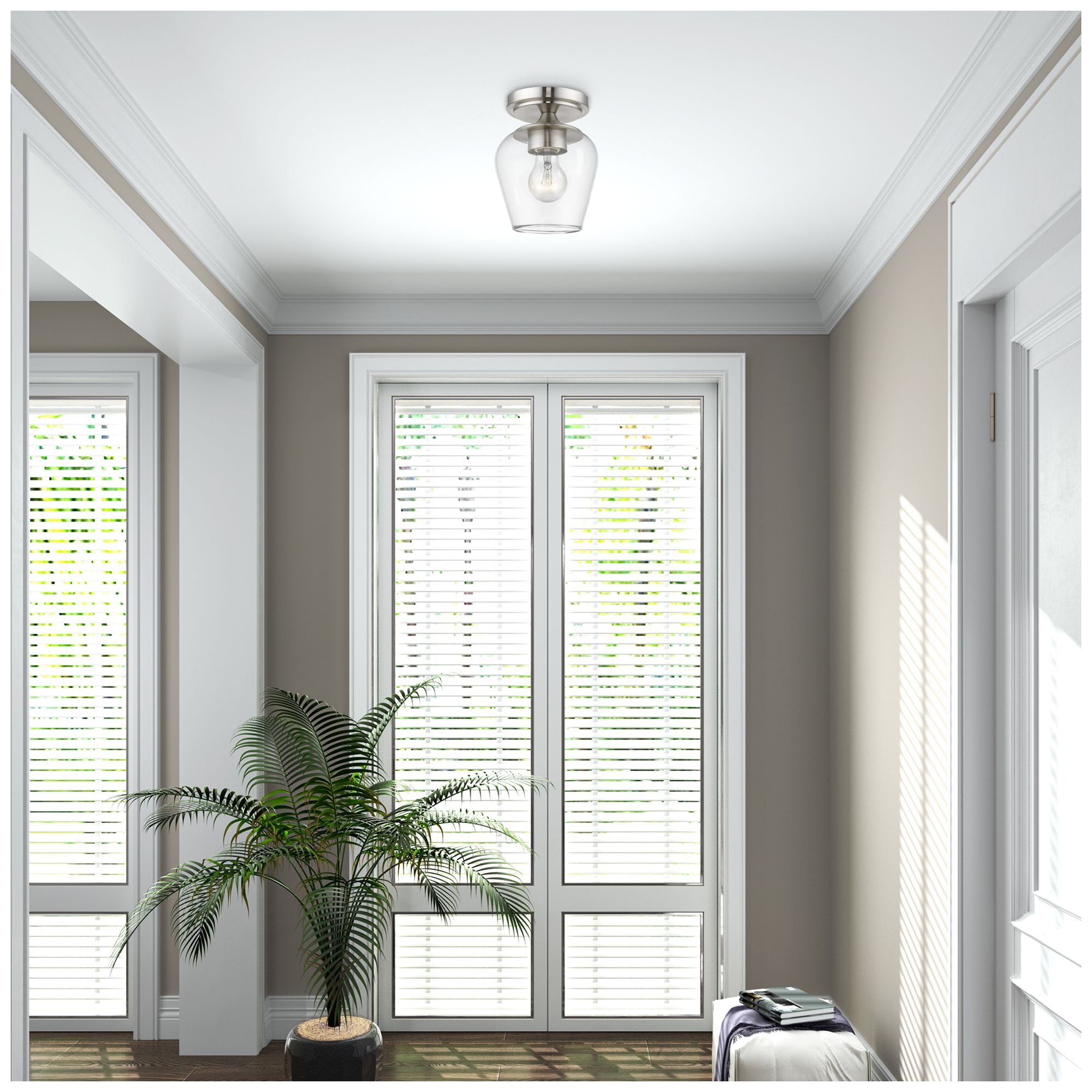 Image 6 Willow 1 Light Brushed Nickel Flush Mount more views