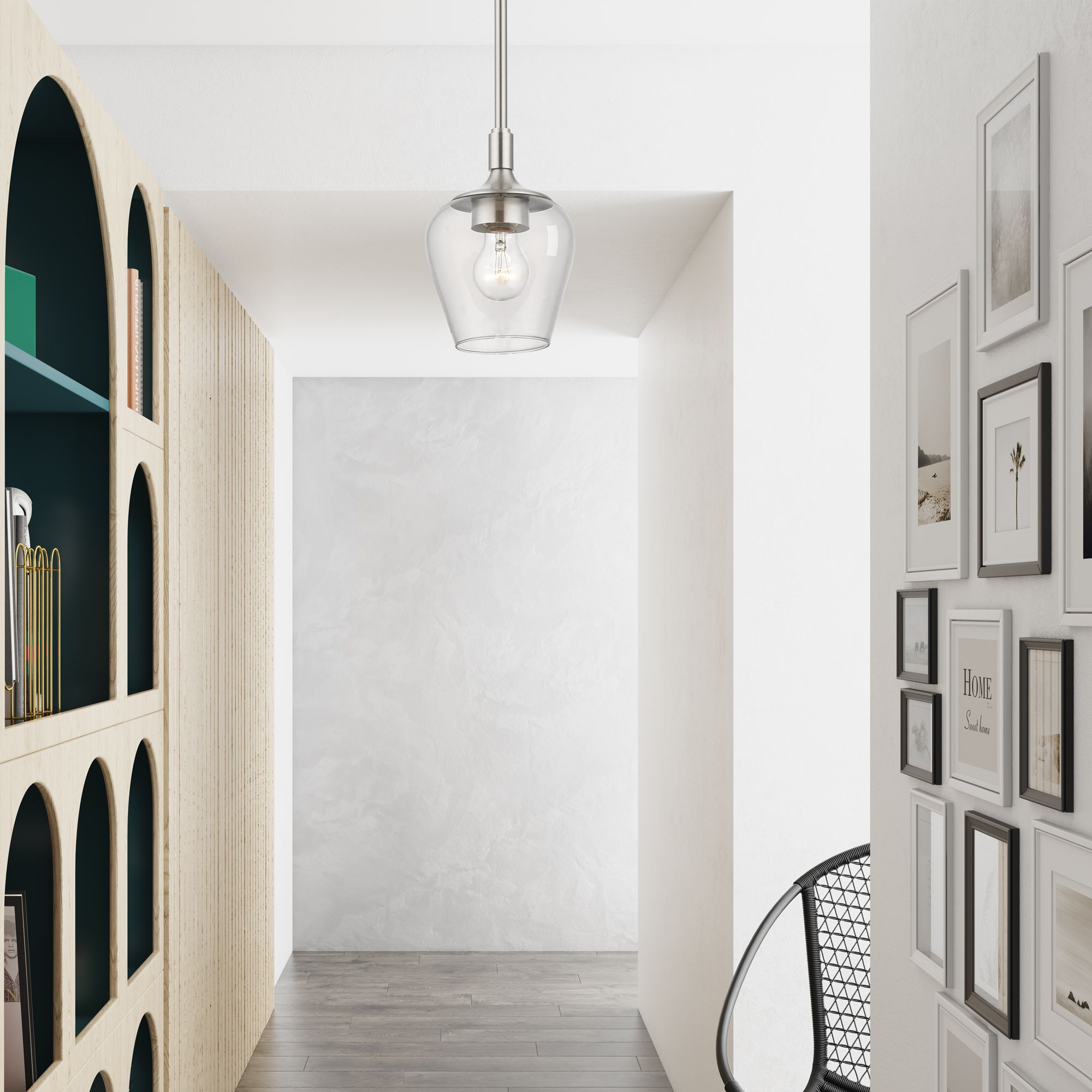 Willow 1 Light Brushed Nickel Single Pendant