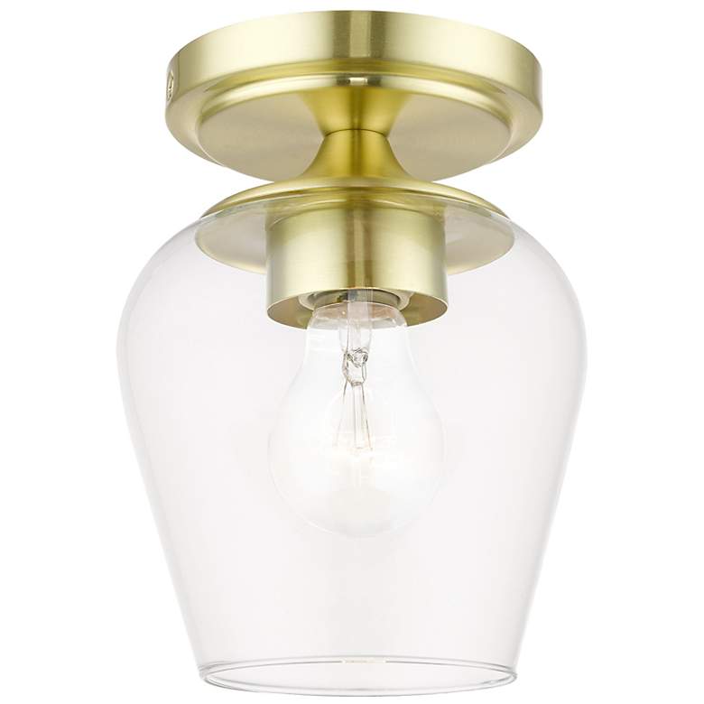 Image 2 Willow 1 Light Satin Brass Flush Mount