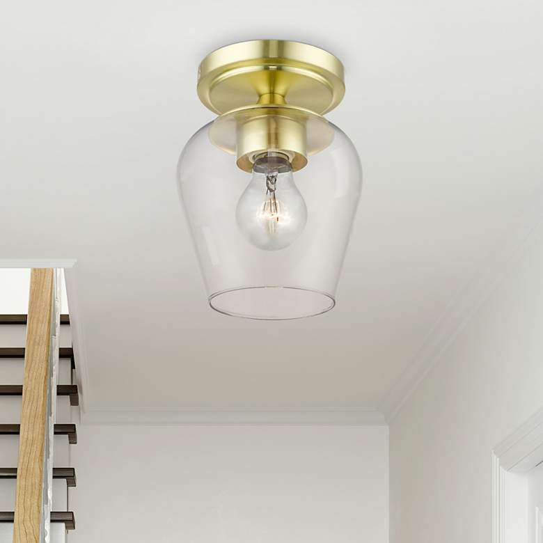 Image 1 Willow 1 Light Satin Brass Flush Mount