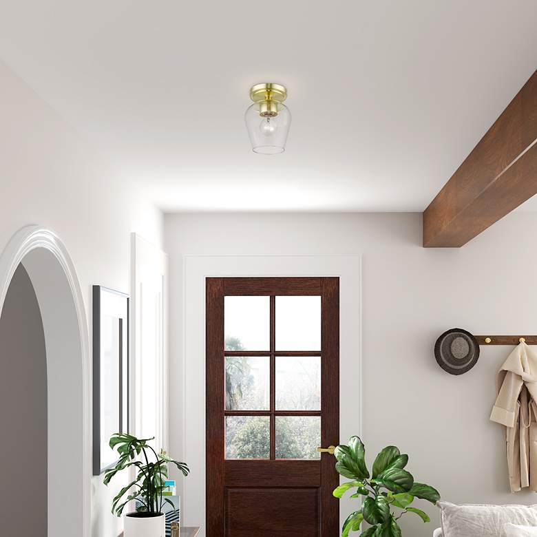 Image 7 Willow 1 Light Satin Brass Flush Mount more views