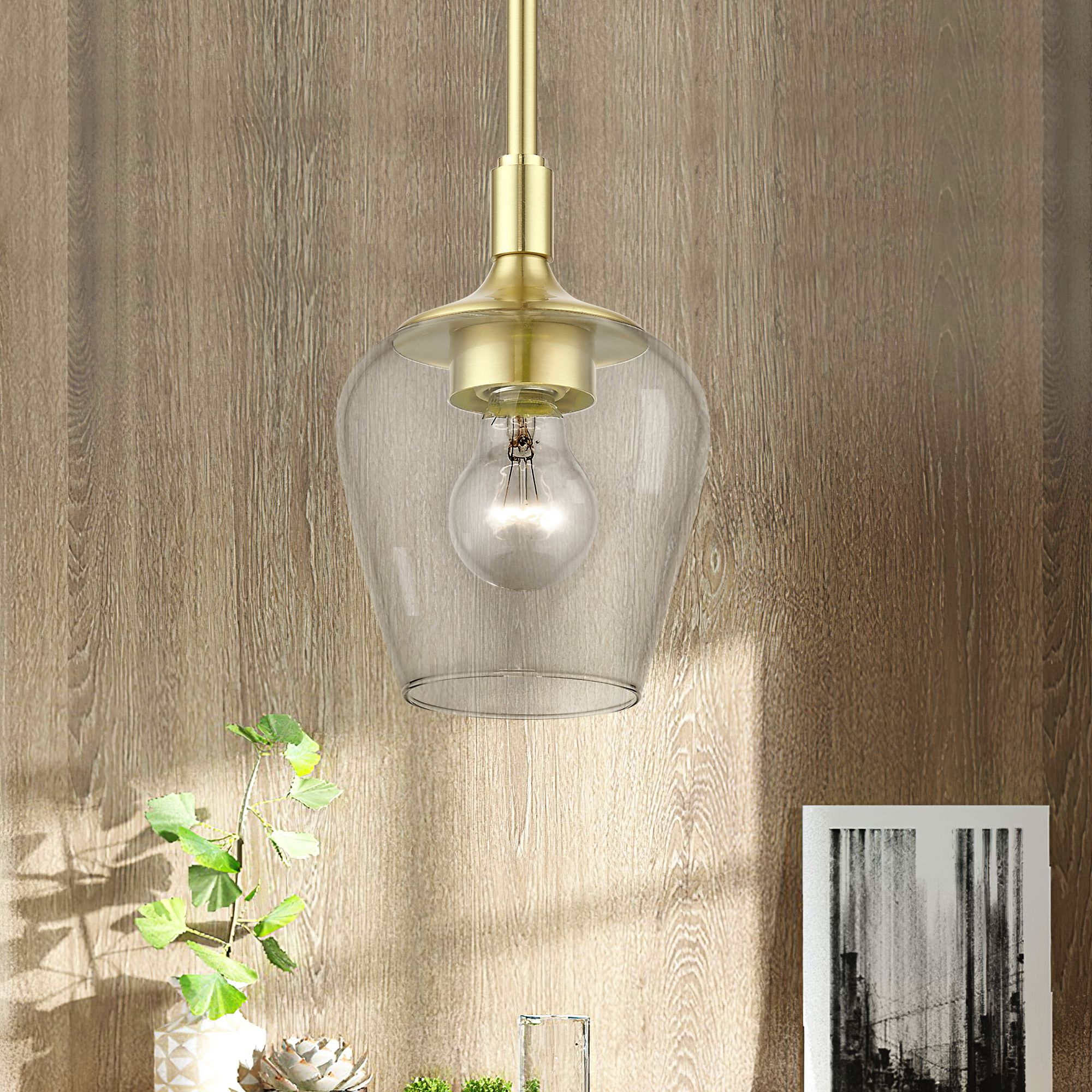 Willow 1 Light Satin Brass Single Pendant