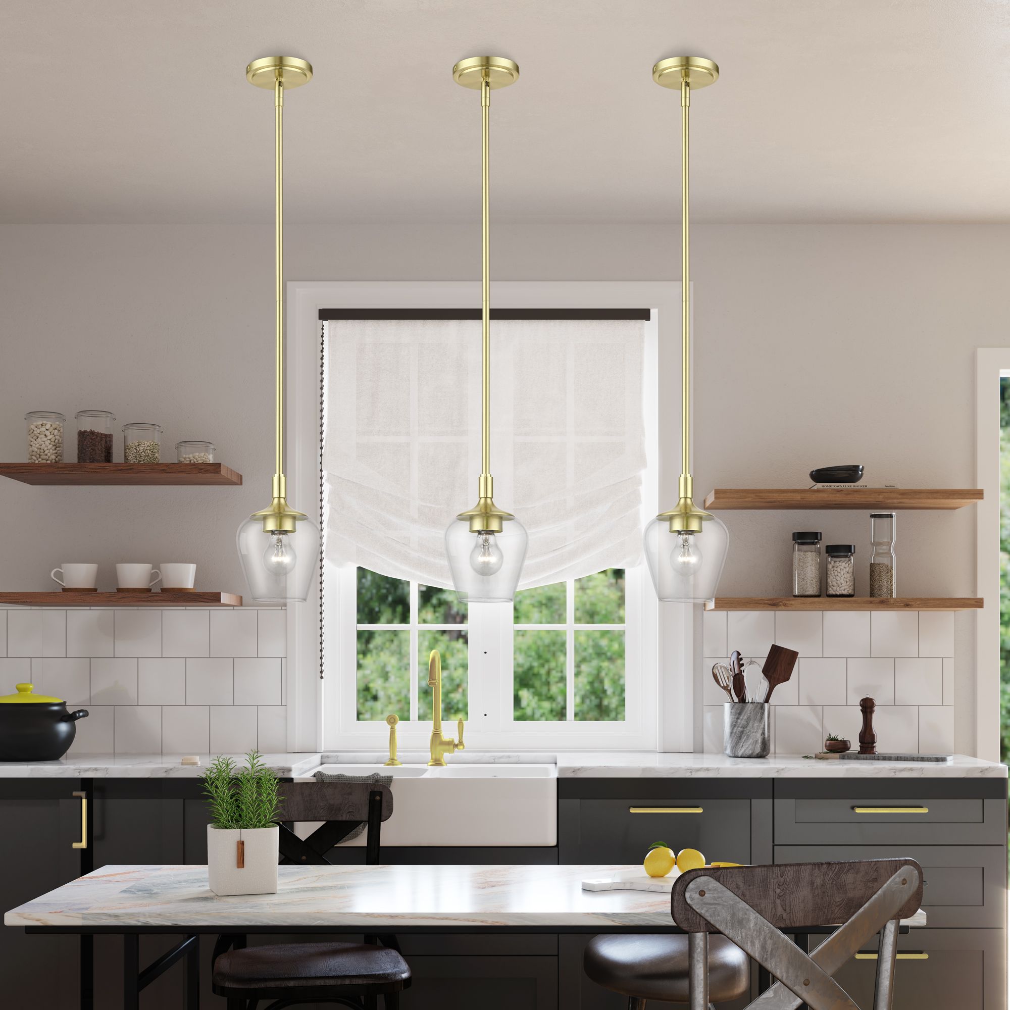 Willow 1 Light Satin Brass Single Pendant