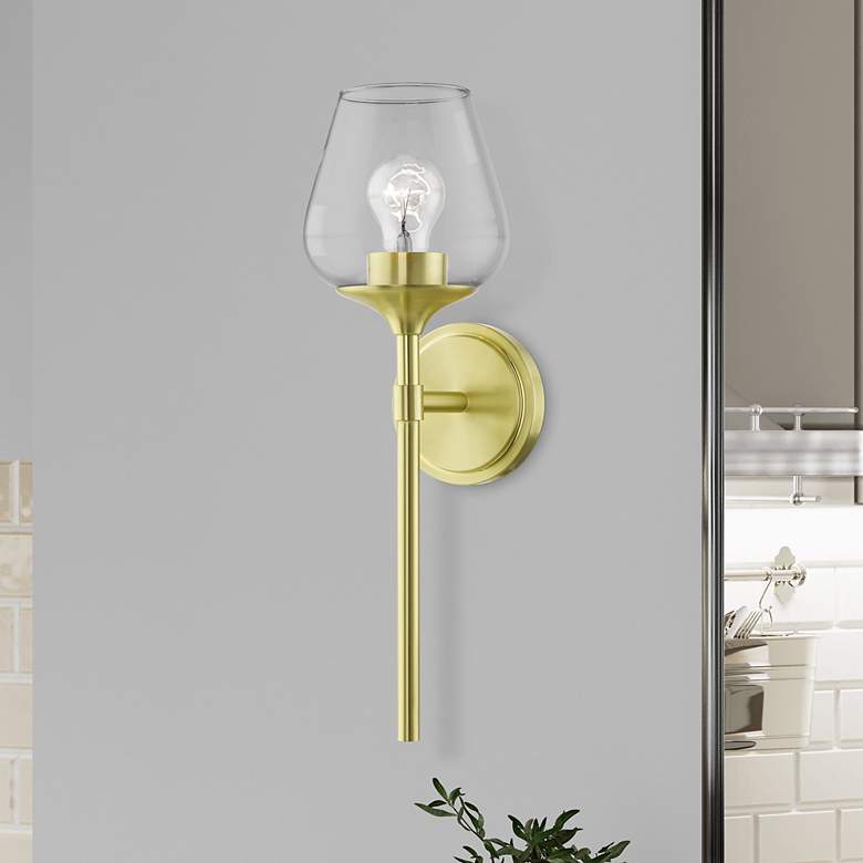 Image 1 Willow 1 Light Satin Brass Vanity Sconce