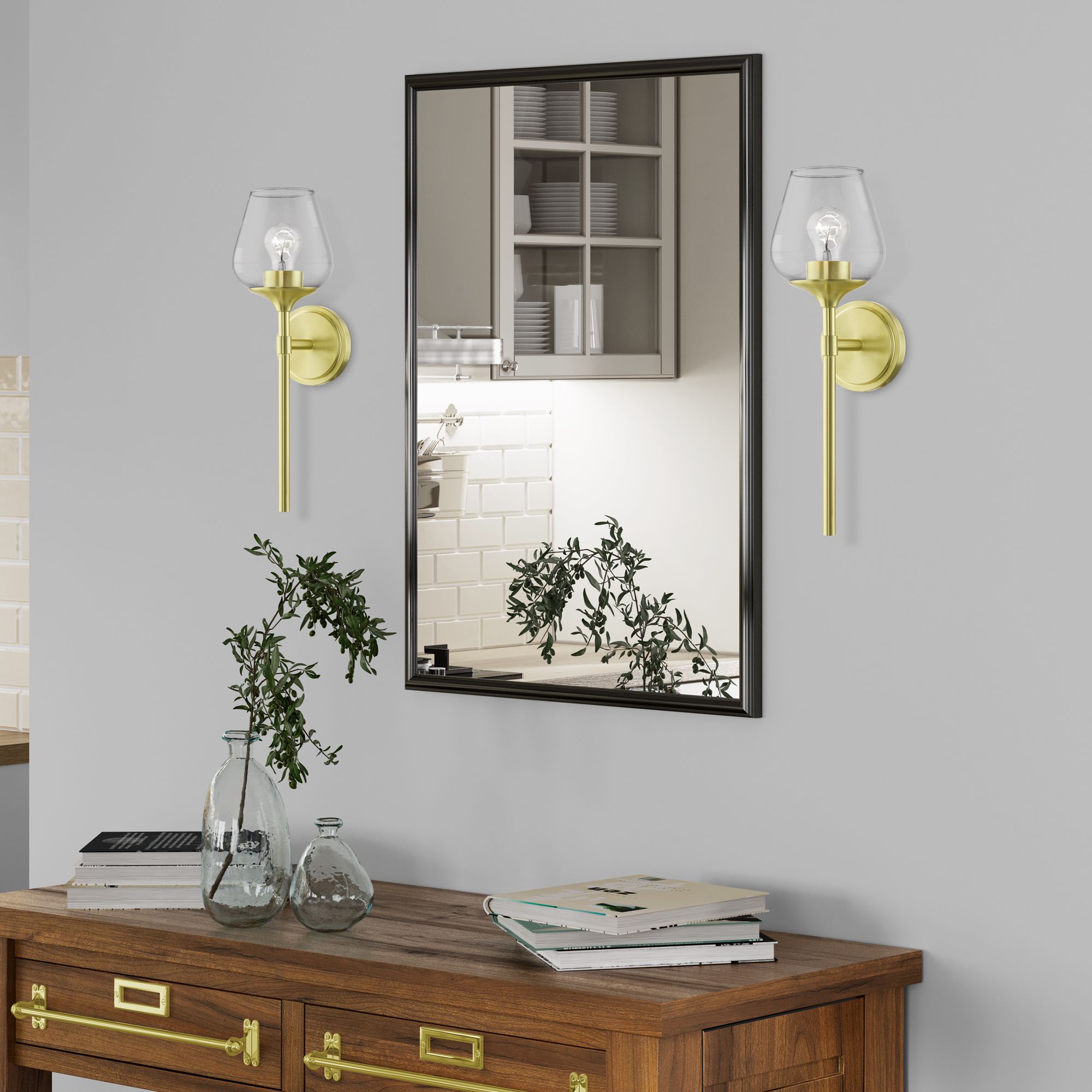 Willow 1 Light Satin Brass Vanity Sconce