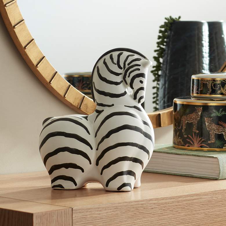 Image 2 Willow 10" High Matte White Black Zebra Figurine