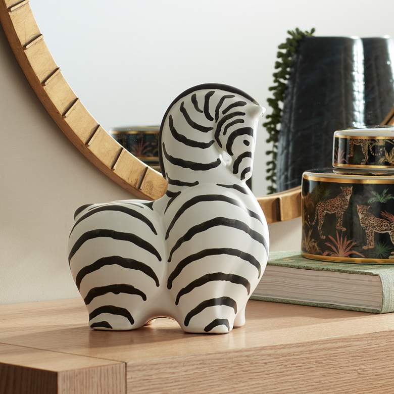 Image 2 Willow 10 inch High Matte White Black Zebra Figurine