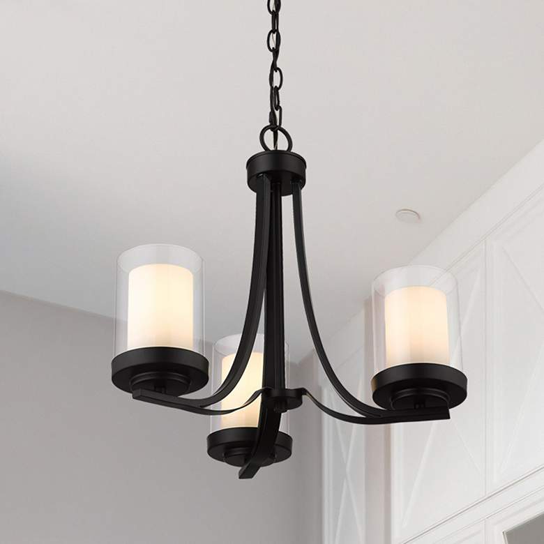 Image 1 Willow 16" Wide Matte Black 3-Light Chandelier