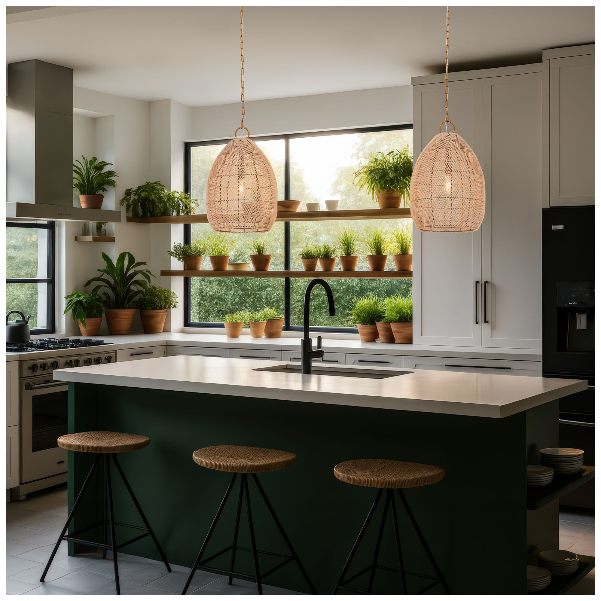 Image 2 Willow 18" Wide Gold Chain Hung Pendant with Natural Shade more views