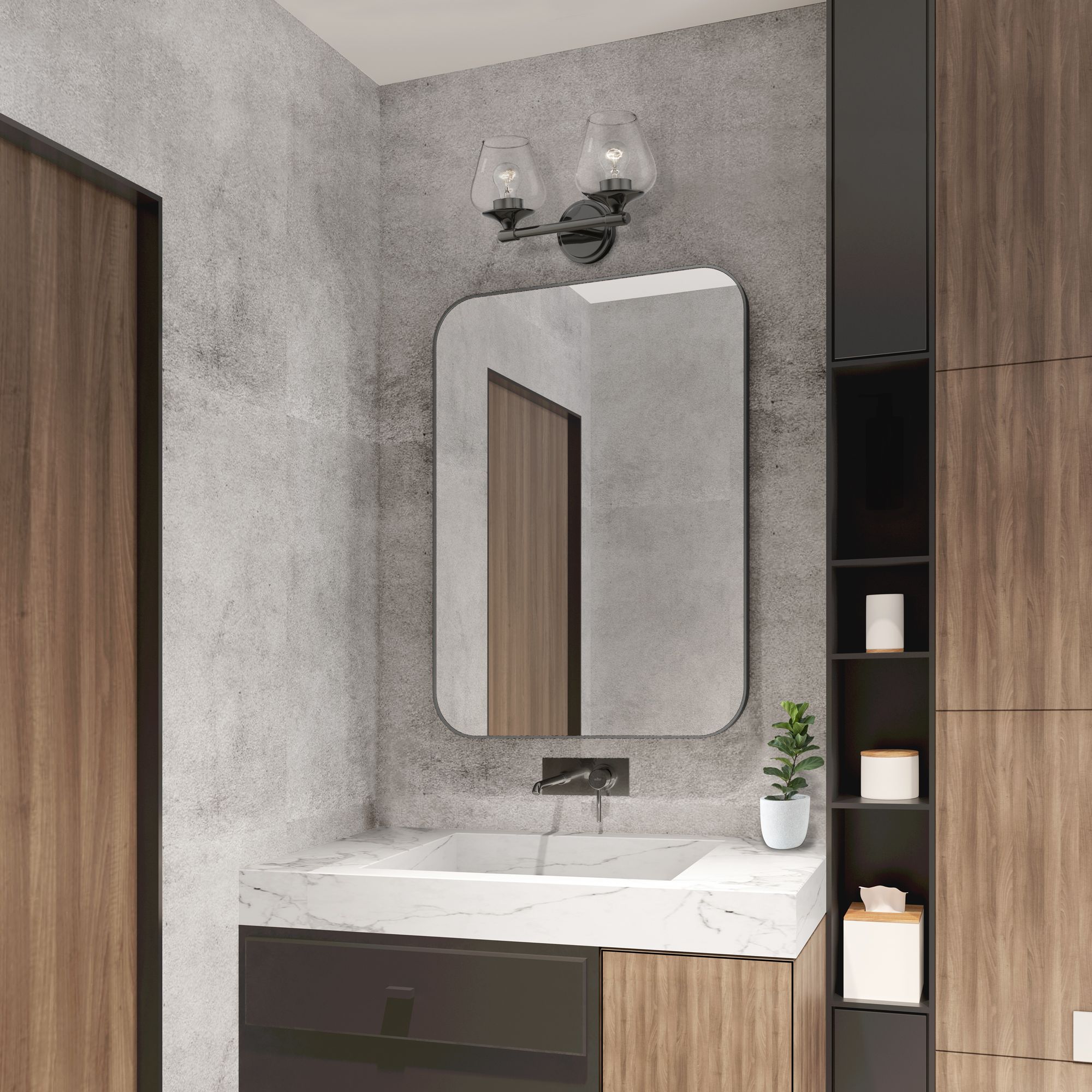 Willow 2 Light Black Chrome Vanity Sconce