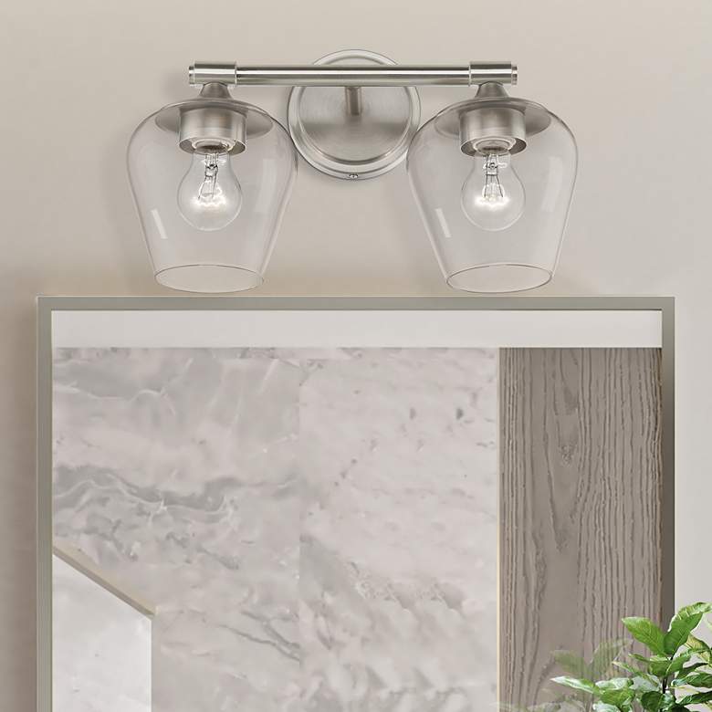 Image 1 Willow 2 Light Brushed Nickel Vanity Sconce