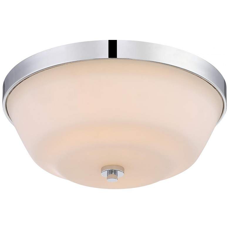 Image 1 Willow; 2 Light; Flush Fixture with White Glass