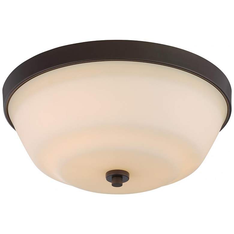 Image 1 Willow; 2 Light; Flush Fixture with White Glass
