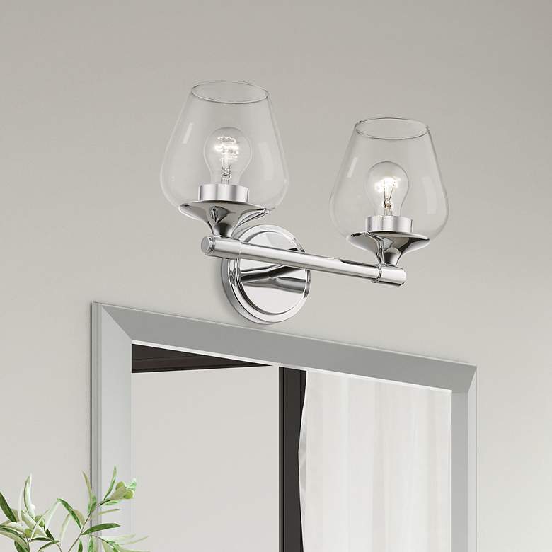 Image 1 Willow 2 Light Polished Chrome Vanity Sconce
