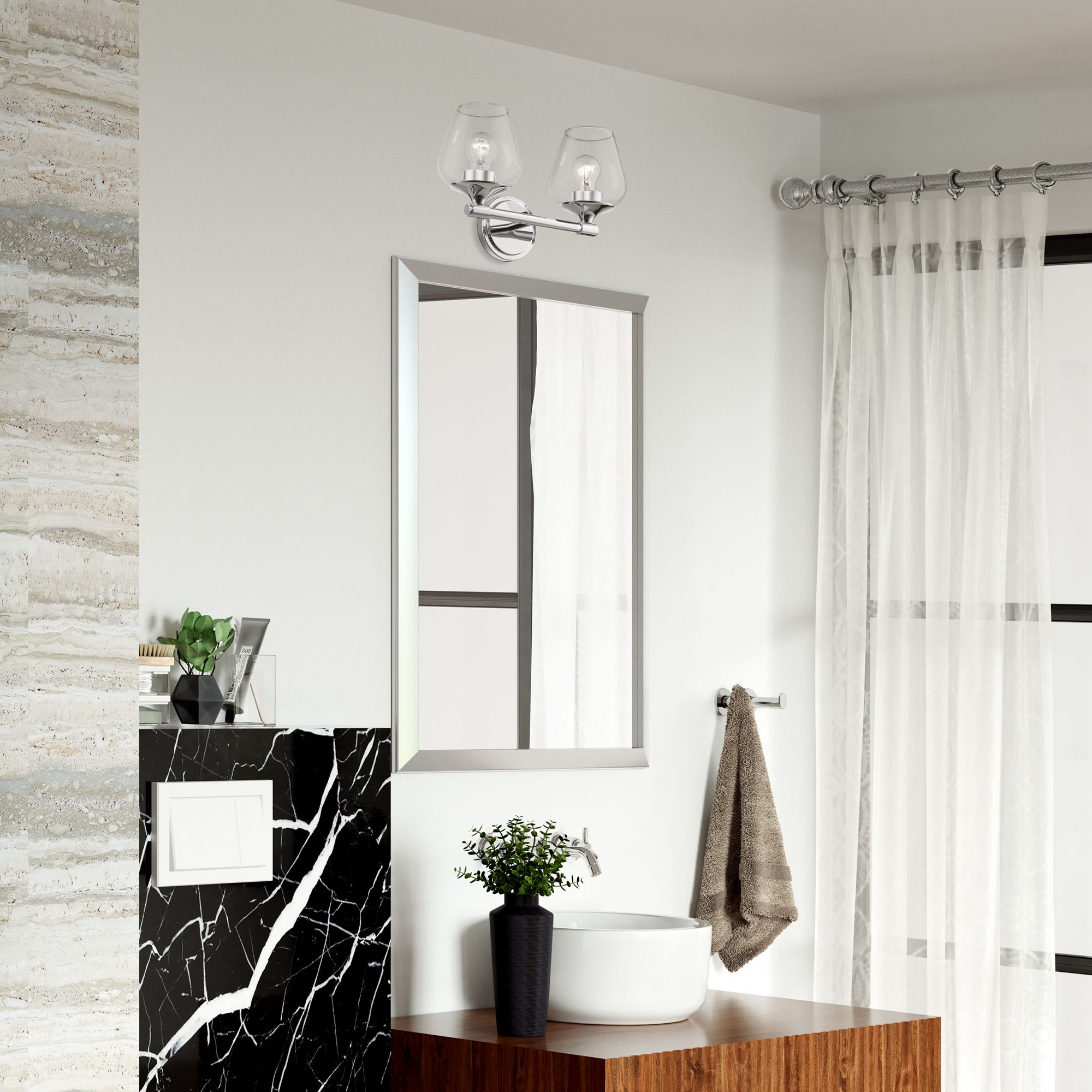 Willow 2 Light Polished Chrome Vanity Sconce