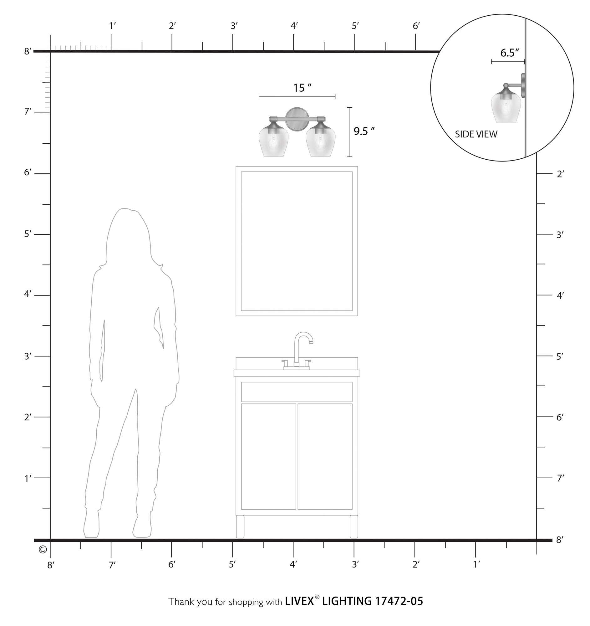 Willow 2 Light Polished Chrome Vanity Sconce