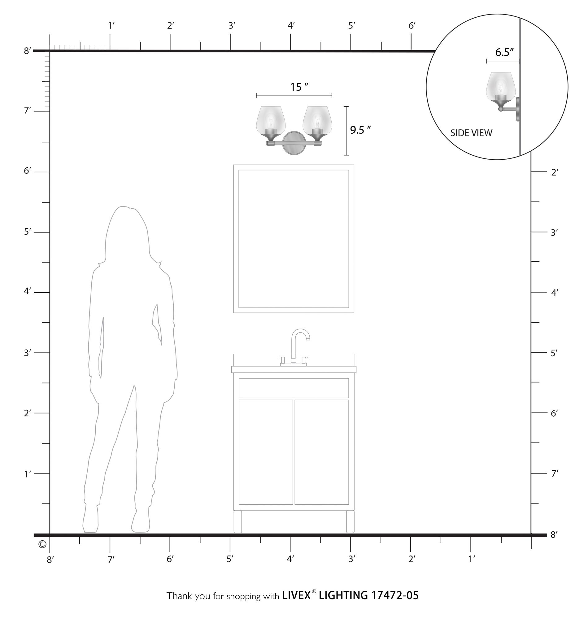Willow 2 Light Polished Chrome Vanity Sconce