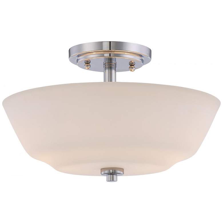 Image 1 Willow; 2 Light; Semi-Flush Fixture with White Glass