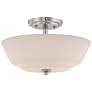 Willow; 2 Light; Semi-Flush Fixture with White Glass