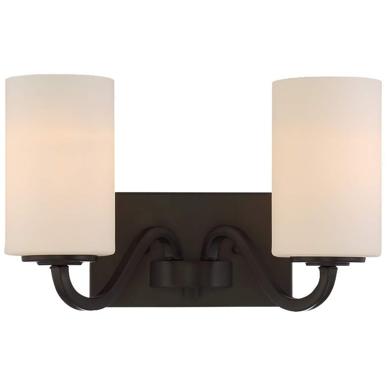 Image 1 Willow; 2 Light; Vanity Fixture with White Glass