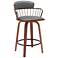 Willow 25.5 in. Barstool in Walnut Wood, Golden Bronze, Grey Faux Leather