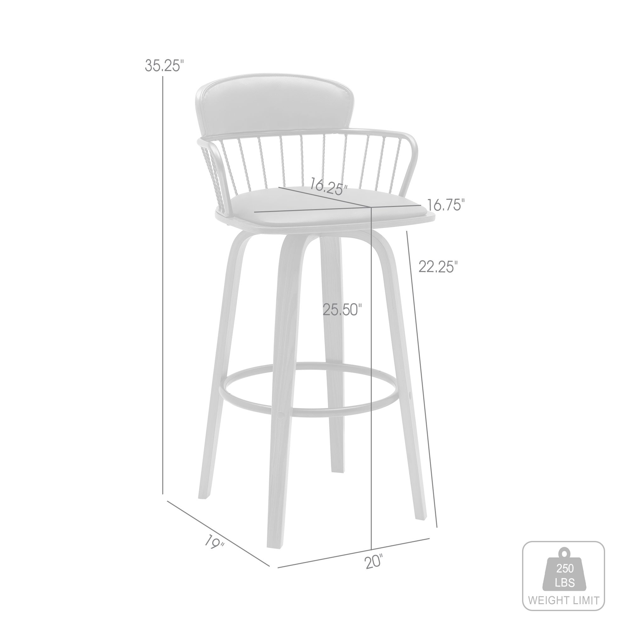 Willow 25.5 in. Barstool in Walnut Wood, Golden Bronze, Grey Faux Leather