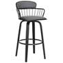 Willow 25.5 In. Swivel Counter Stool in Black Wood and Grey Faux Leather
