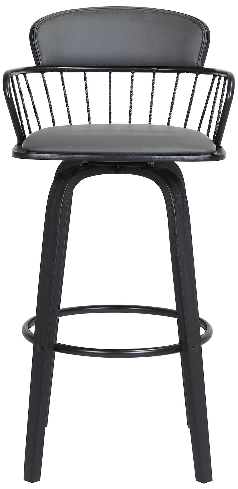 Image 3 Willow 25.5 In. Swivel Counter Stool in Black Wood and Grey Faux Leather more views