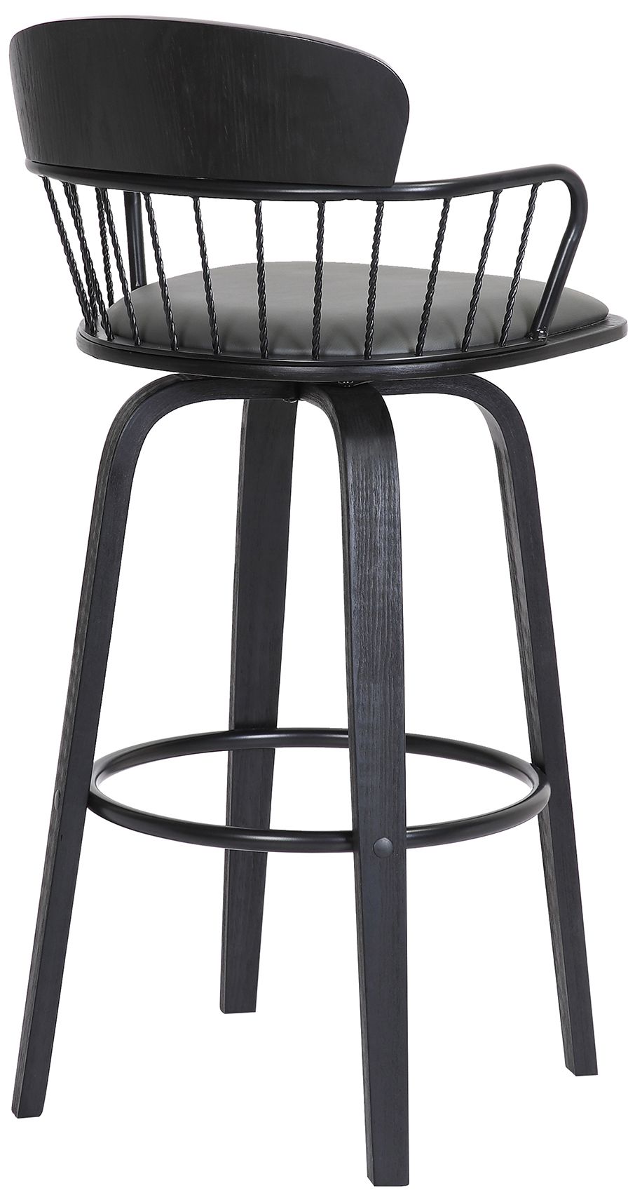 Image 5 Willow 25.5 In. Swivel Counter Stool in Black Wood and Grey Faux Leather more views