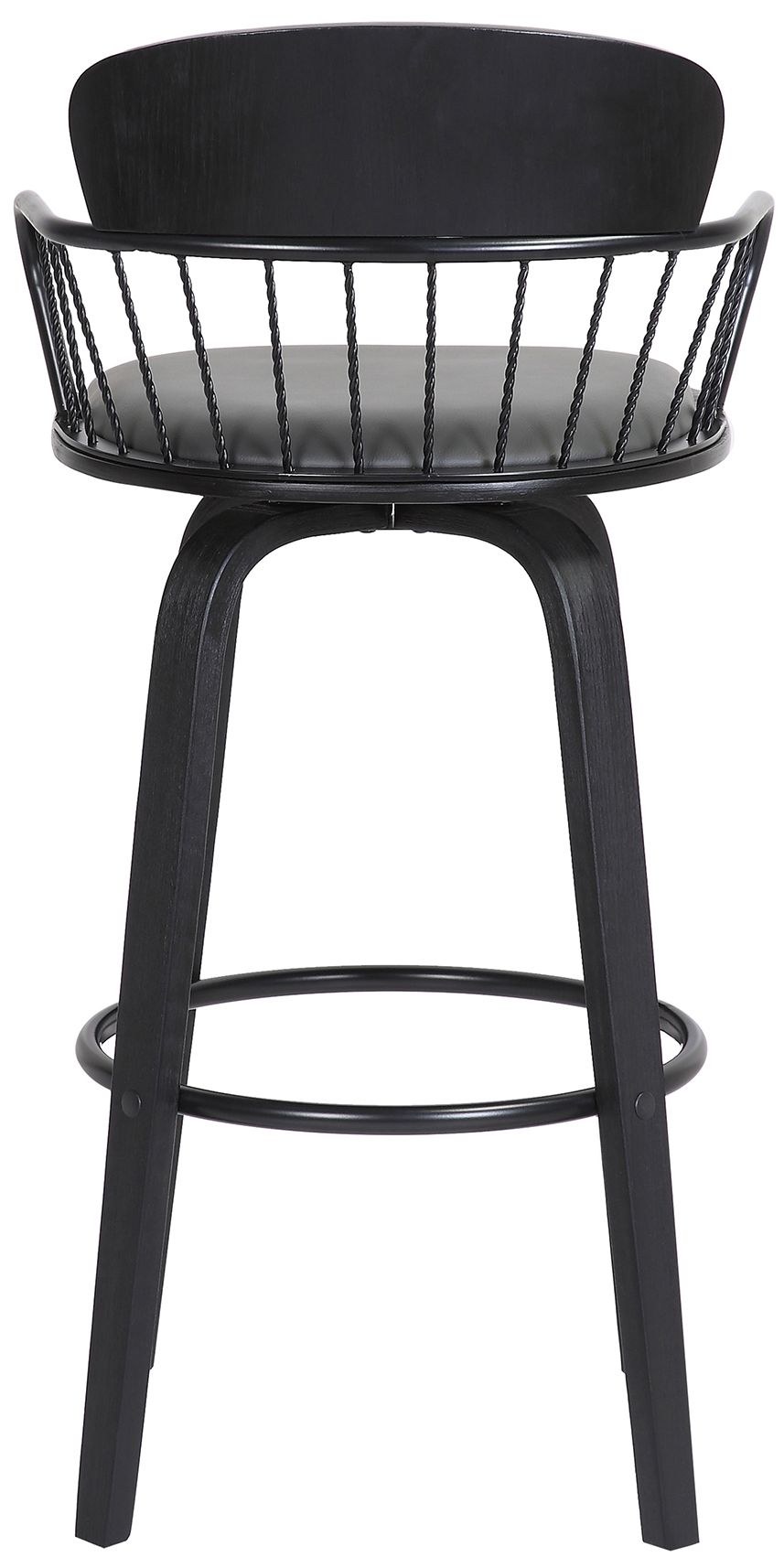 Image 6 Willow 25.5 In. Swivel Counter Stool in Black Wood and Grey Faux Leather more views
