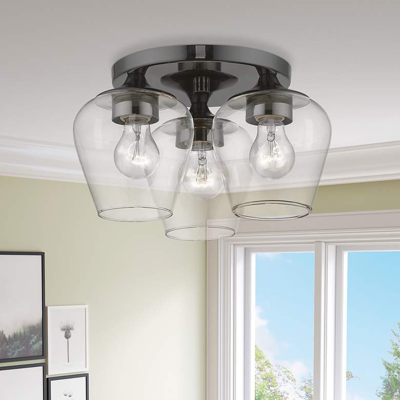 Image 1 Willow 3 Light Black Chrome Flush Mount