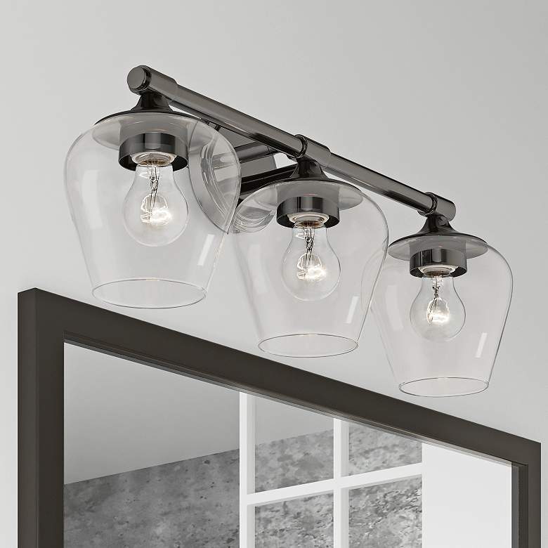 Image 2 Willow 3 Light Black Chrome Vanity Sconce