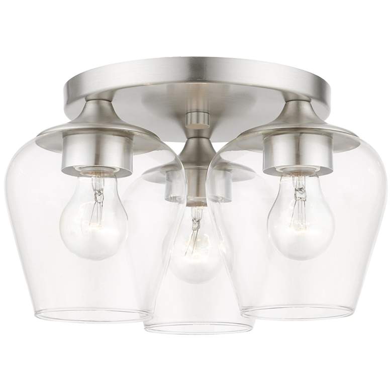 Image 1 Willow 3 Light Brushed Nickel Flush Mount