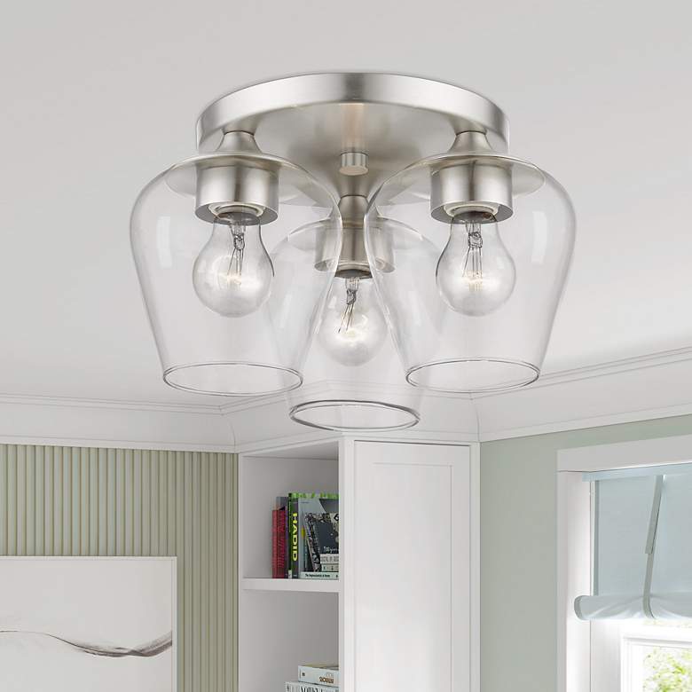 Image 1 Willow 3 Light Brushed Nickel Flush Mount