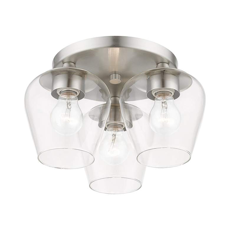 Image 5 Willow 3 Light Brushed Nickel Flush Mount more views