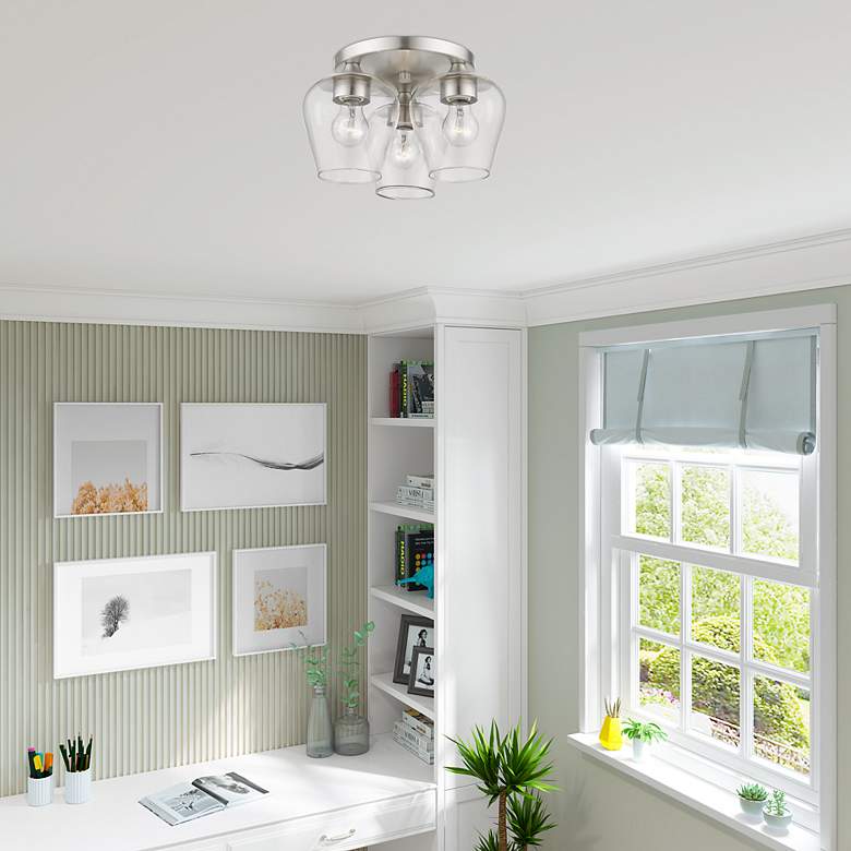 Image 7 Willow 3 Light Brushed Nickel Flush Mount more views