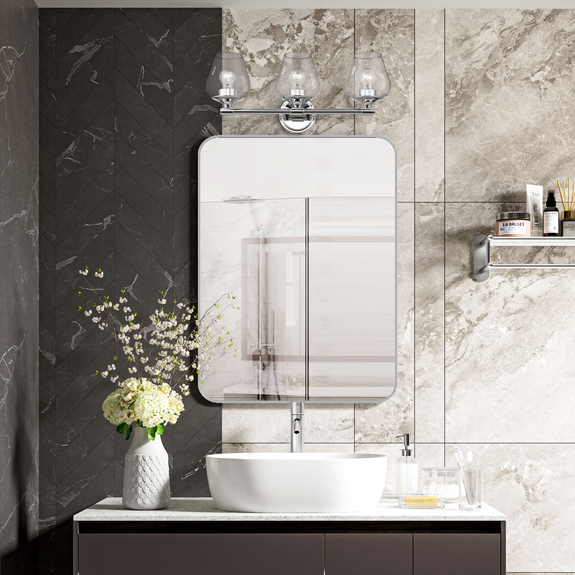 Willow 3 Light Polished Chrome Vanity Sconce