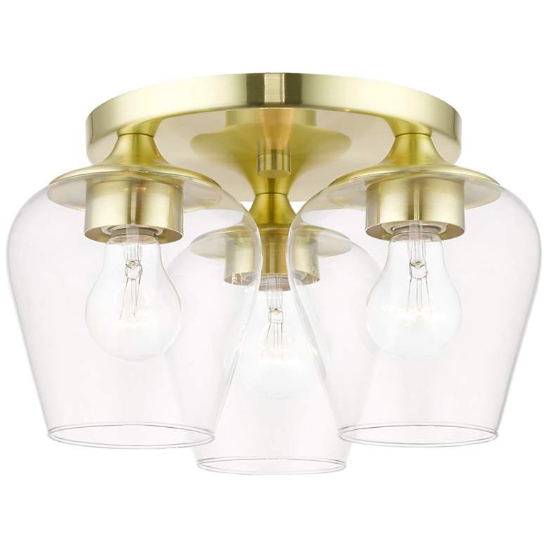 Image 1 Willow 3 Light Satin Brass Flush Mount