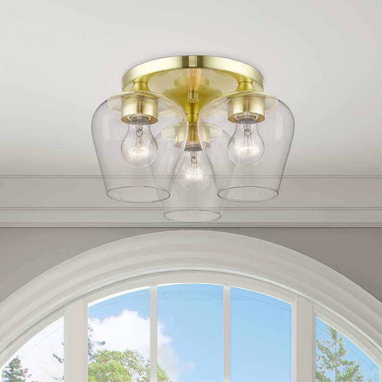 Image 1 Willow 3 Light Satin Brass Flush Mount
